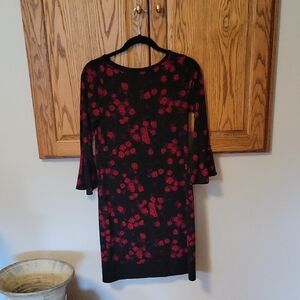 Michaels Black and Red Floral Long Sleeve Dress